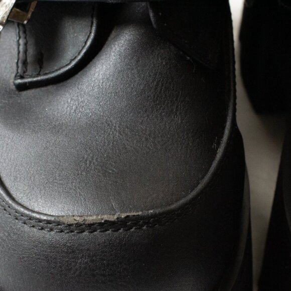 Demonia Ashes-55 Women Goth Chunky Heeled Platform Boots Sz 6 Witchy Bats Buckle - Picture 8 of 10